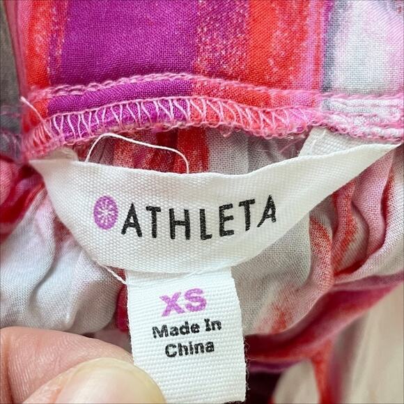 ATHLETA Georgia Halter Racerback Deep V-Neck Pink Watercolor Sundress Size XS - Picture 8 of 10